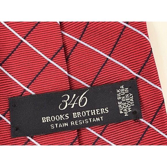 Brooks Brothers 346 Silk Men Repp Necktie Tie USA Made 59”x 4” Red & Blue Strip - Picture 6 of 7